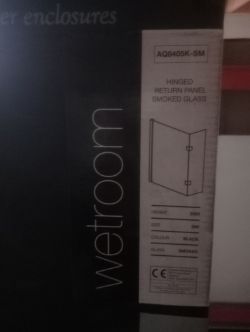 AQUADART WETROOM HINGED RETURN PANEL SMOKED GLASS