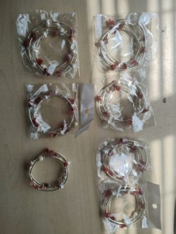 CARNELIAN + PEARL GEMSTONE CRYSTAL WRAP AROUND BANGLES SS - ORIGINAL PACKAGING - JOBLOT OF 7