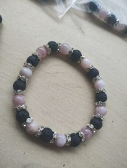 KUNZITE + DIAMONTE - GEMSTONE CHRYSTAL BEADED BRACELETS - NEW IN ORIGINAL PACKAGING - JOBLOT OF 5