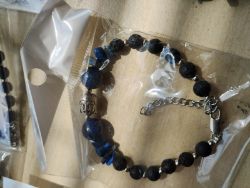LARIS + LAVA CHRYSTAL GEMSTONE BRACELET , STAINLESS STEEL - NEW IN ORIGINAL PACKAGING - JOBLOT OF 9