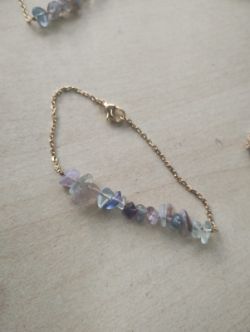 FLUORITE CRYSTAL CHIP SS GOLD BRACELET JOB LOT OF 15 - BRAND NEW