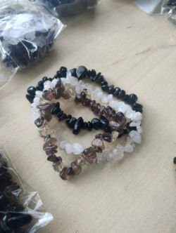 BLACK AGATE, CLEAR Q, GARNET - CRYSTAL CHIP TRIPLE PACKS JOBLOT OF 12 PACKS -BRAND NEW