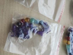 AMETHYST CHIP RHINESTONE CHAKRA CRYSTAL CHIP BRACELET JOB LOT OF - 15- BRAND NEW