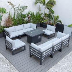 8 SEATER OUTDOOR SOFA SET AND FIRE TABLE - 