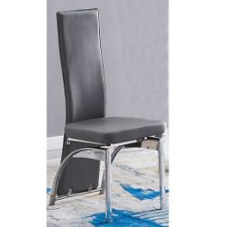 GREY FAUX LEATHER DINING CHAIR - ROMEO
