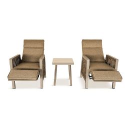 HAVANA RECLINING DUO SET WITH SIDE TABLE LUXURY ALUMINIUM GARDEN FURNITURE RRP £1299