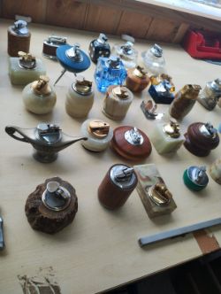JOBLOT OF 57 - VINTAGE ANTIQUE TABLE LIGHTERS - EVERYTHING YOU SEE