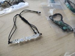 PALITE AND GREEN ADVENTUINE CRYSTAL CHIP ADJUSTABLE COTTON BRACELET JOB LOT OF 9 - BRAND NEW