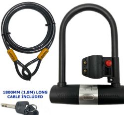 500 X U SHAPED BIKE LOCK WITH TWO KEYS 1.8M HEAVY DUTY CABLE WITH BRACKET BIKE D LOCK RRP £13000+