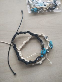 TURTLE AND STAR ADJUSTABLE ROPE BRACELET SETS OF 2 BLACK AND WHITE JOBLOT OF 10 SETS - BRAND NEW