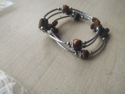 TIGER EYE GEMSTONE CRYSTAL WRAP AROUND BANGLES SS - NEW IN ORIGINAL PACKAGING - JOBLOT OF 10