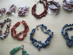 MIXED CRYSTAL CHIP 2-STRAND ANKLETS - JOBLOT OF 19 - BRAND NEW