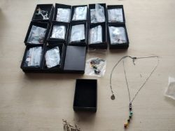 CHAKRA BEADED SS HANGING NECKLACE JOBLOT OF 15 - BRAND NEW IN BOXES