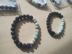 LAVA + AQUAMARINE CRYSTAL BEADED BRACELET JOBLOT OF 12 - BRAND NEW