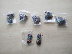 CHAKRA CRYSTAL CHIP LARGE CLUSTER HANGING EARRING SETS JOBLOT OF 6 - BRAND NEW