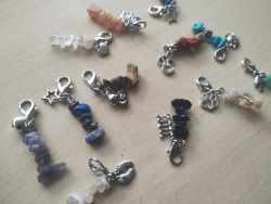 MIXED CRYSTAL CHIP CLIP ON HANGING CHARMS SETS OF 12 - JOBLOT OF 9 - BRAND NEW