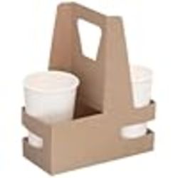 2500 X 2 CUP DRINK CARRIER WITH HANDLE, KRAFT HOLDER, FOR HOT AND COLD CUP CAFE RESTAURANT DELIVERY
