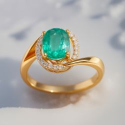 1CT EMERALD & 0.20CT DIAMOND RING/14CT YELLOW GOLD/SIZE L INSURANCE VALUE CERTIFICATED £1690