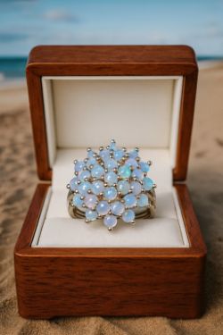 9CT LARGE OPAL AND DIAMOND CLUSTER RING SIZE L YELLOW GOLD INSURANCE VALUE CERTIFICATE *D £795
