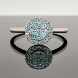 DIAMOND ENGAGEMENT RING/ HALO SET 0.40CT 9CT WHITE GOLD SIZE N 1/2 INSUR VALUE CERTIFICATED £1690