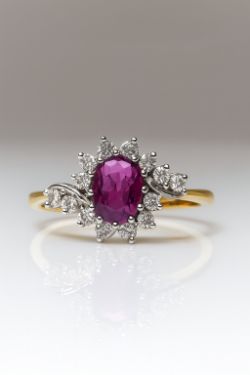 PINK SAPPHIRE 1.00CT & 0.76CT DIAMOND DRESS/COCKTAIL RING 18CT YELLOW GOLD + VALUATION CERT OF £3250