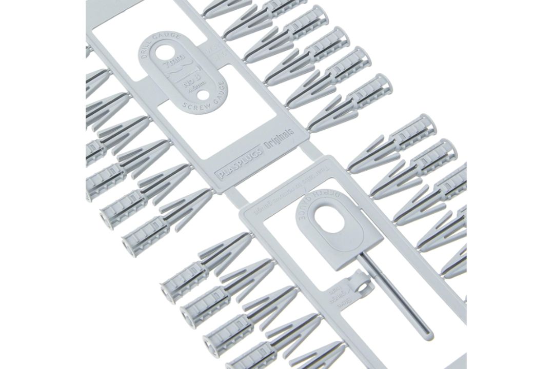3 BOXES OF PLASPLUGS PLASTERBOARD FIXINGS GREY 50 PLUGS PER STRIP (NO PACKAGING)