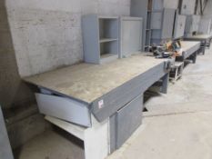 Bespoke timber workbenches, 2.8m x 1.2m - bench can be split One Carpenter vice One timber shelf