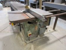 Wadkin Bursgreen 10AGS7313787 bench saw with gravity roller conveyor, 2.4m x 500mm