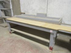 Bespoke timber workbench, 2.4m x 1.1m - excluding measurement rail