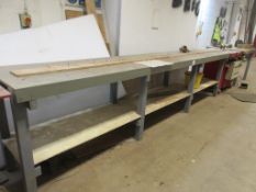 Bespoke timber workbench, 4m x 700mm