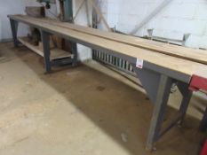 Bespoke timber workbench, 5m x 700mm