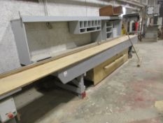 Bespoke timber workbench, 4.5m x 1.1m, 1 x timber storage box, timber shelf units - excluding