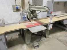 Wadkin Bursgreen crosscut saw mounted on metal frame