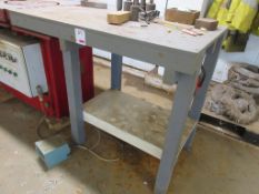 Two Bespoke timber workbenches 1 - 1170mm x 700mm, 1 - 1.2m x 1m