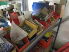 Contents of stores room to include 12 assorted bays of racking, shelving unit, 6 steel bays of