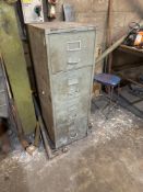 Metal 4 drawer filling cabinet and a metal 2 door storage cabinet on stand