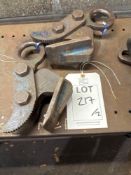 Two Lifting Gear horizontal lifting clamps with jaw opening 0.25mm SWL 750Kg (cert until Feb 25)