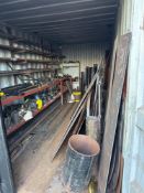 Contents of 20' shipping container metal store to include various carbon steel and mild steel stock