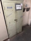 Metal 2 door cabinet c/w contents of various welding rods and filler wire as lotted