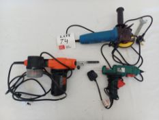 Hyundai angle grinder, Parkside glue gun, Black + Decker powerfile belt sander