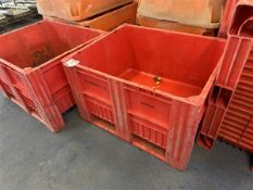 Ten red plastic dolav boxes (branded), approx. 1200 x 1000 x 700mm