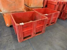 Two red plastic dolav boxes (branded), approx. 1200 x 1000 x 700mm