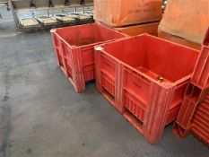 Ten red plastic dolav boxes (branded), approx. 1200 x 1000 x 700mm