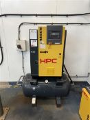 HPC Kaeser Sigma rotary screw air compressor set , mounted on horizontal receiver, model SX6/RM,