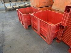 Ten red plastic dolav boxes (branded), approx. 1200 x 1000 x 700mm