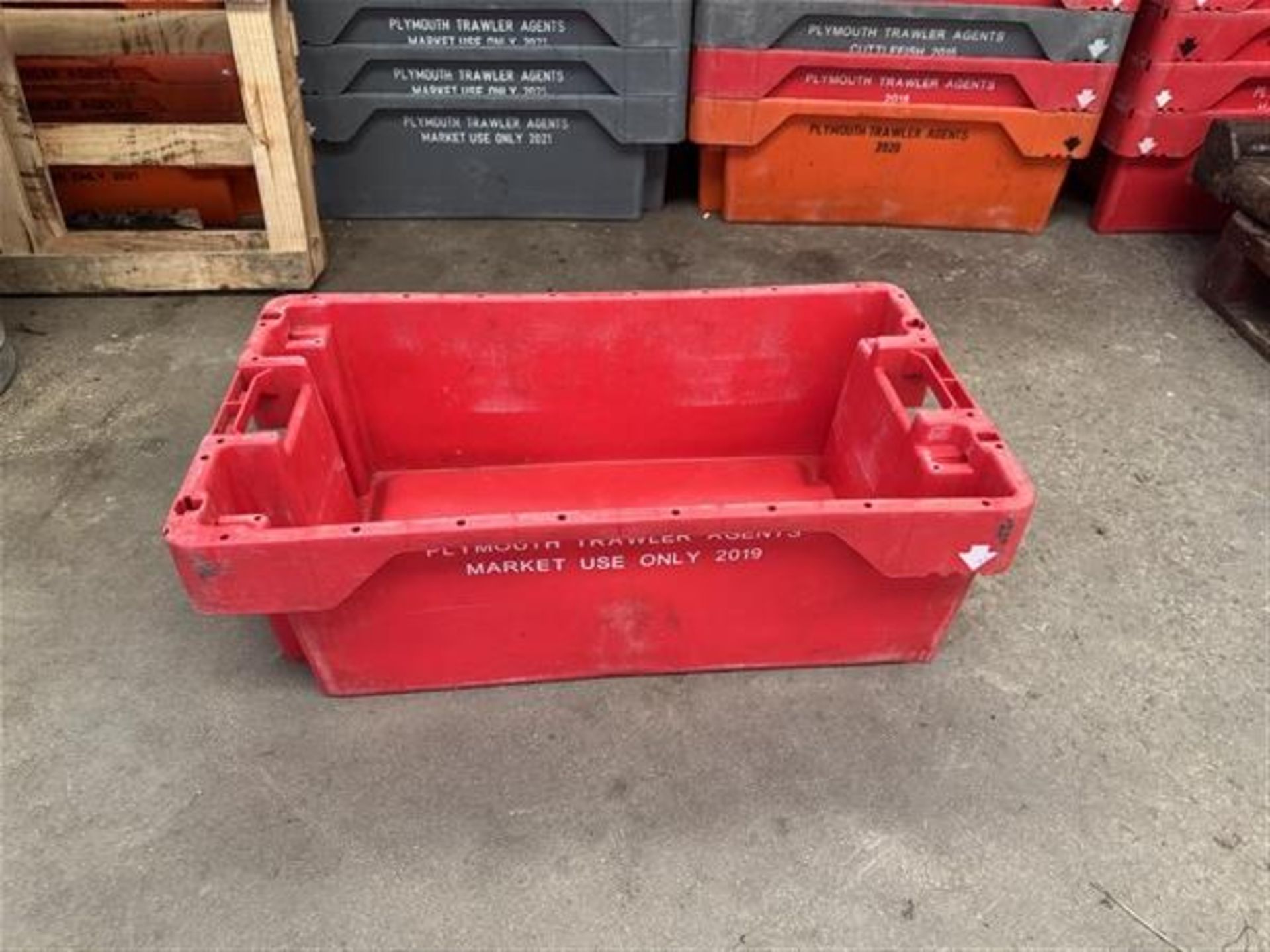 Circa 200 plastic trays (branded), approx. 900 x 500 x 260mm Manual Handling: Please ensure
