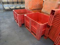 Ten red plastic dolav boxes (branded), approx. 1200 x 1000 x 700mm
