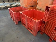 Ten red plastic dolav boxes (branded), approx. 1200 x 1000 x 700mm