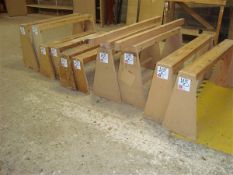 Twelve various timber framed work tressels