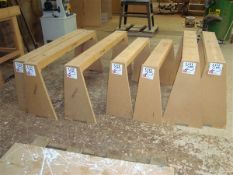 Eight various timber framed work tressels
